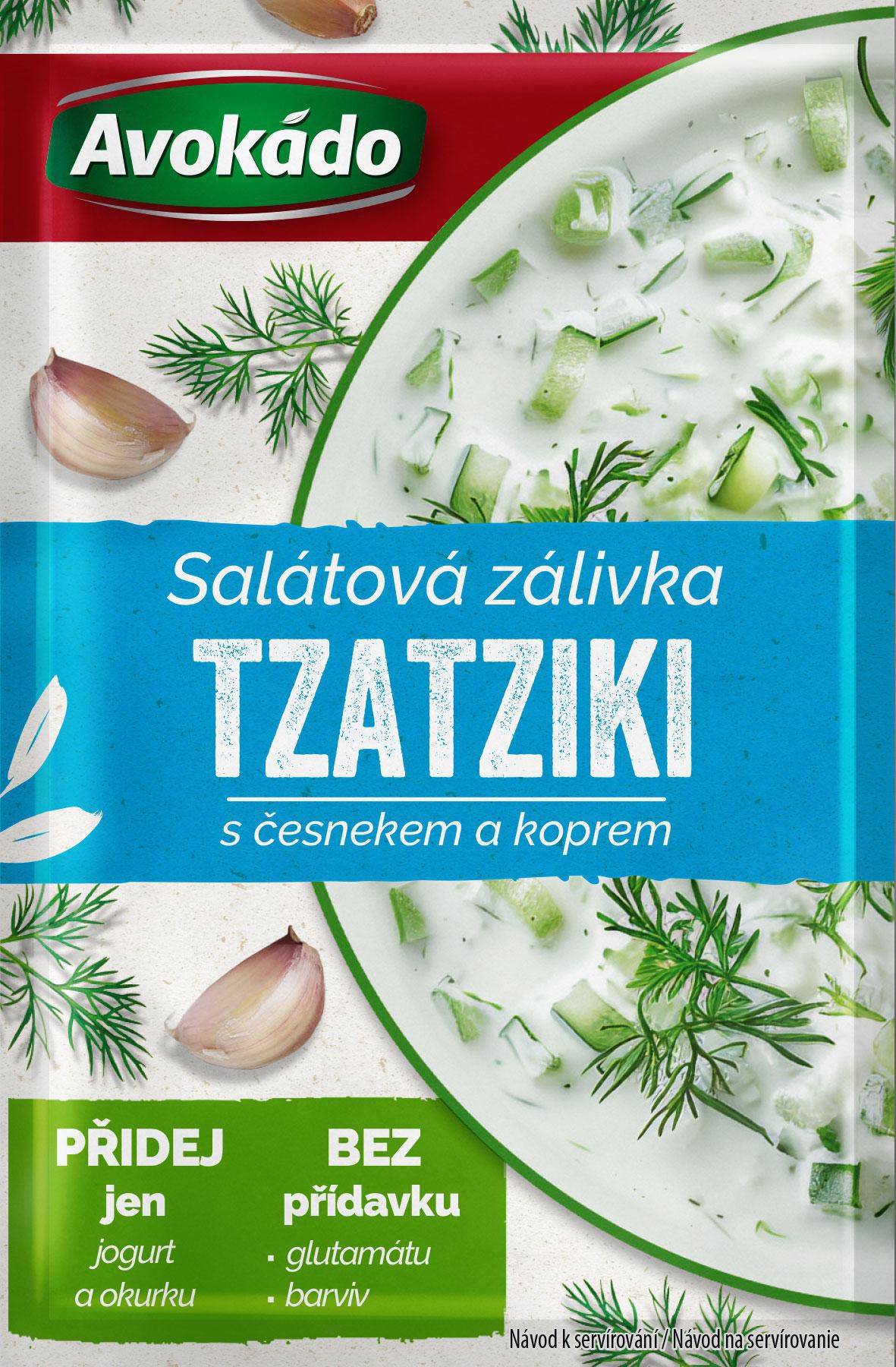 Avokádo Salátová zálivka tzatziky s česnekem a koprem 8g