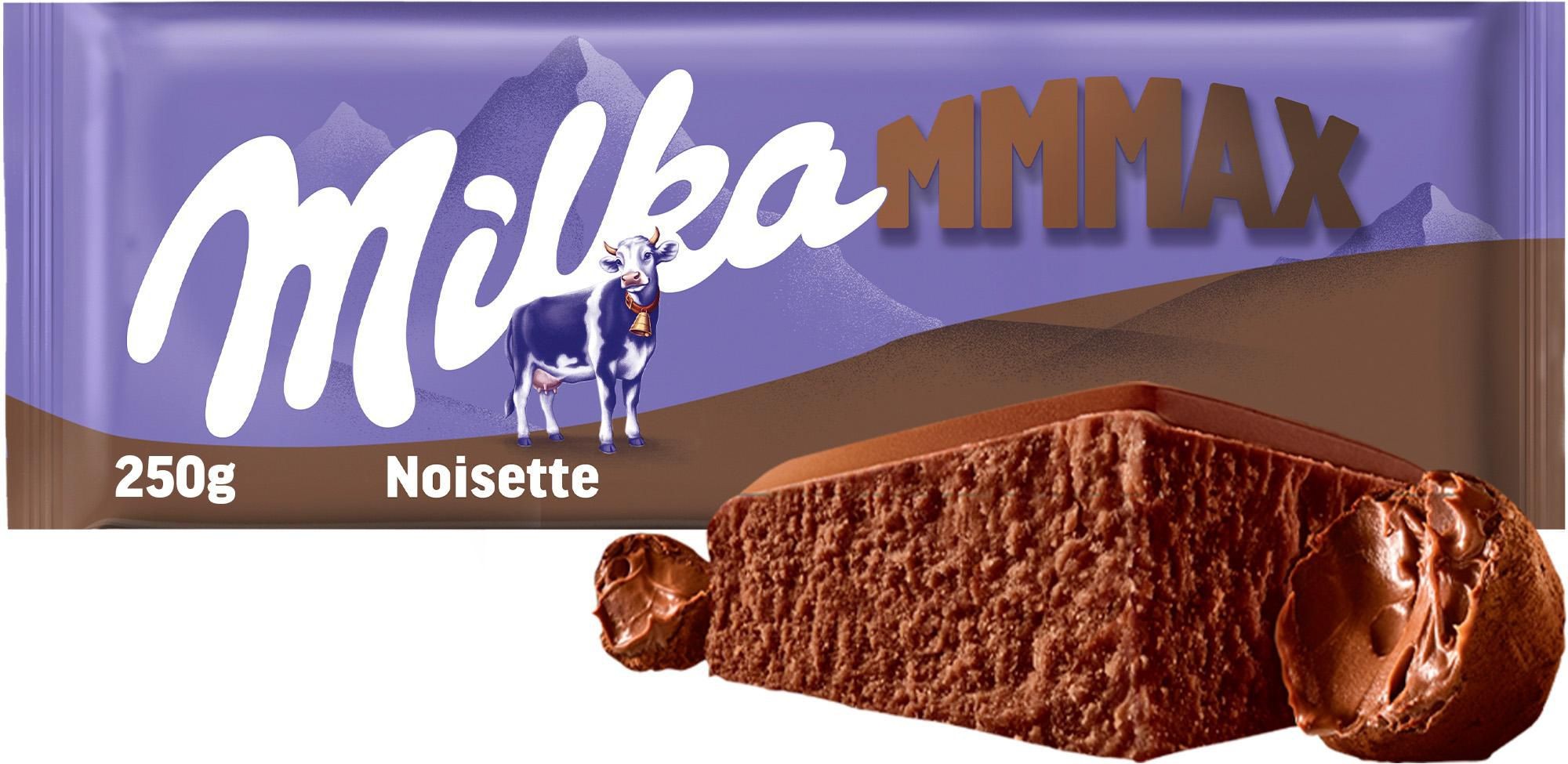 Milka čokoláda Mmmax Noisette mléčná s lískooříškovou pastou 250 g