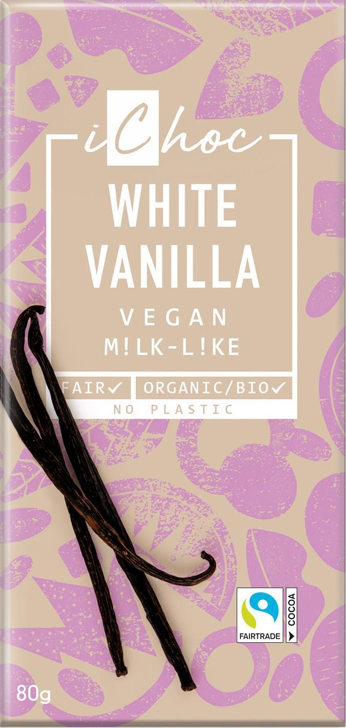 Bio Nebio BIO vegan bílá čokoláda s vanilkou iChoc 80 g