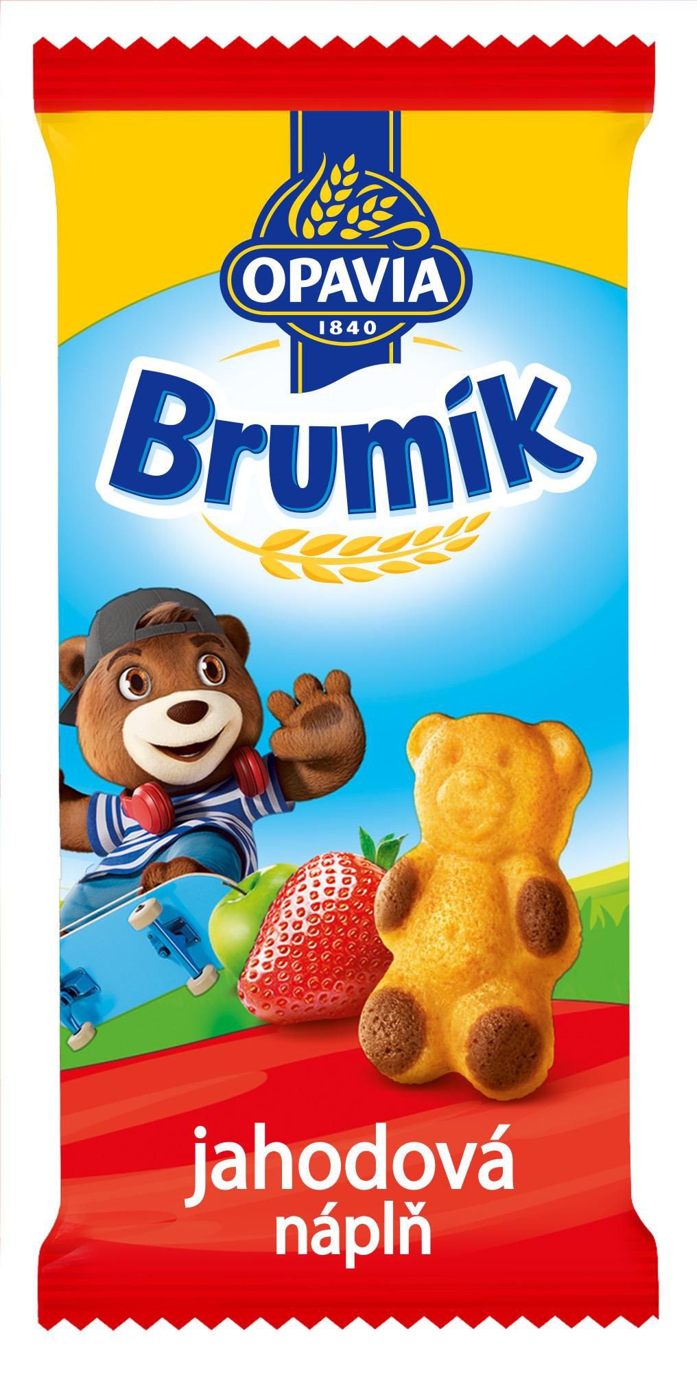 Opavia Brumík Jablečno-jahodová náplň jemné pečivo 30g