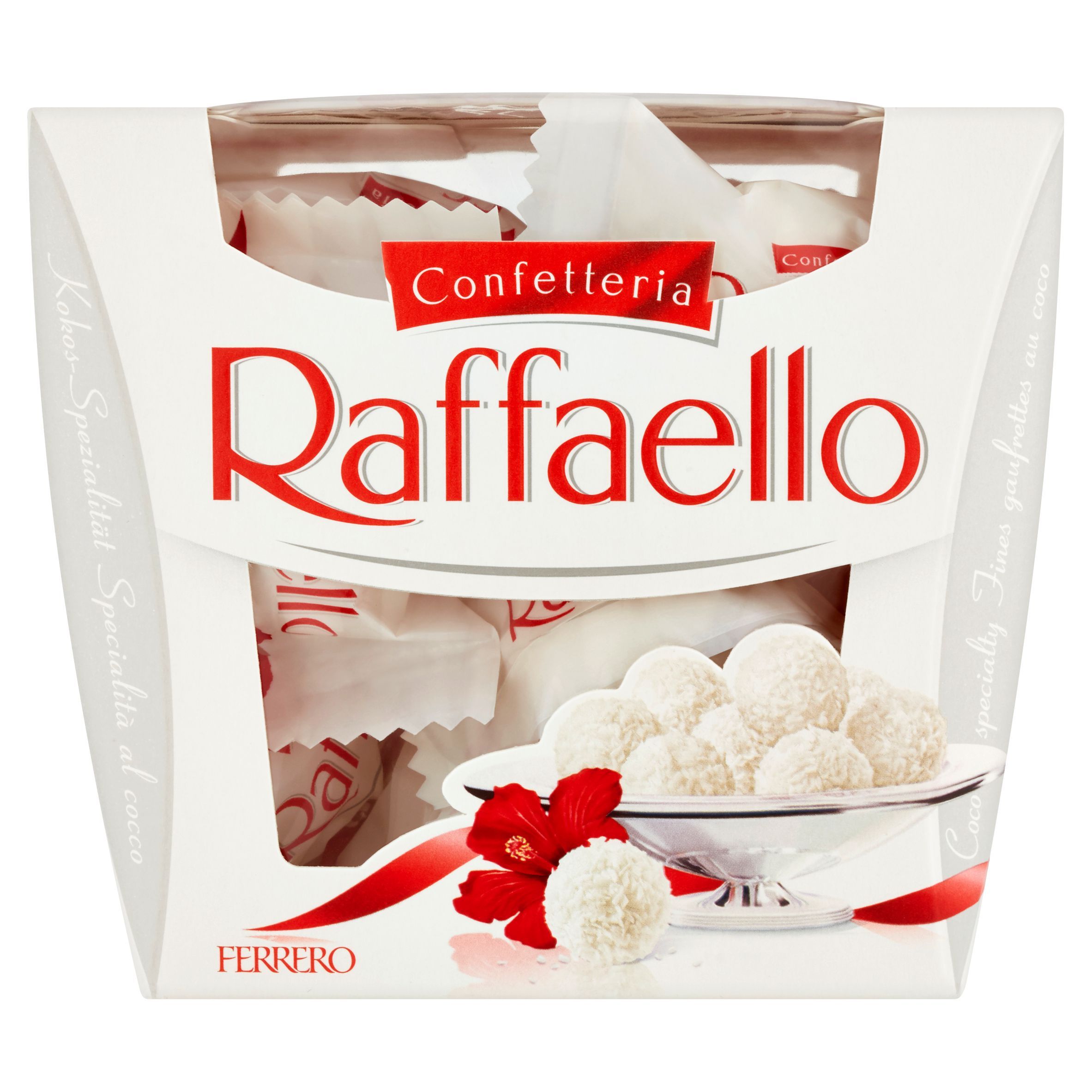 Ferrero Raffaello Oplatka s náplní a celou mandlí zdobená strouhaným kokosem 150 g