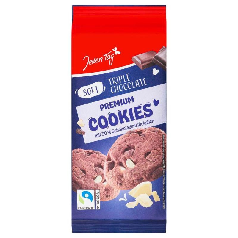 Jeden Tag Cookies tři druhy čokolády 210g