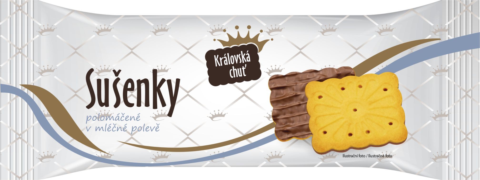 Královská chuť Polomáčené sušenky v mléčné polevě 100g