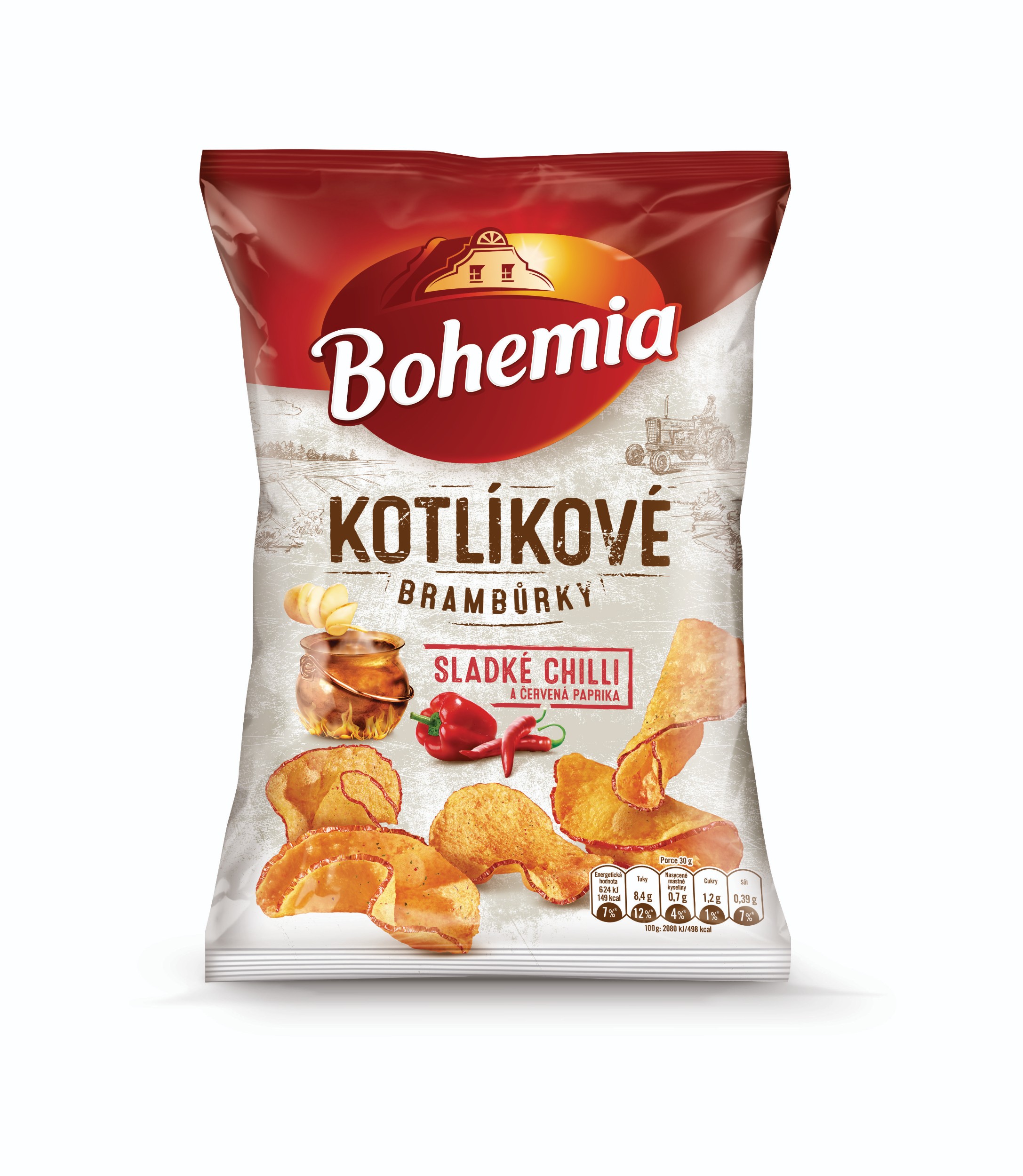 Bohemia Kotlíkové brambůrky sladké chilli a červená paprika 100g