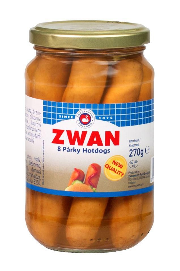 Zwan 8 vepřových párků hotdogs 270g