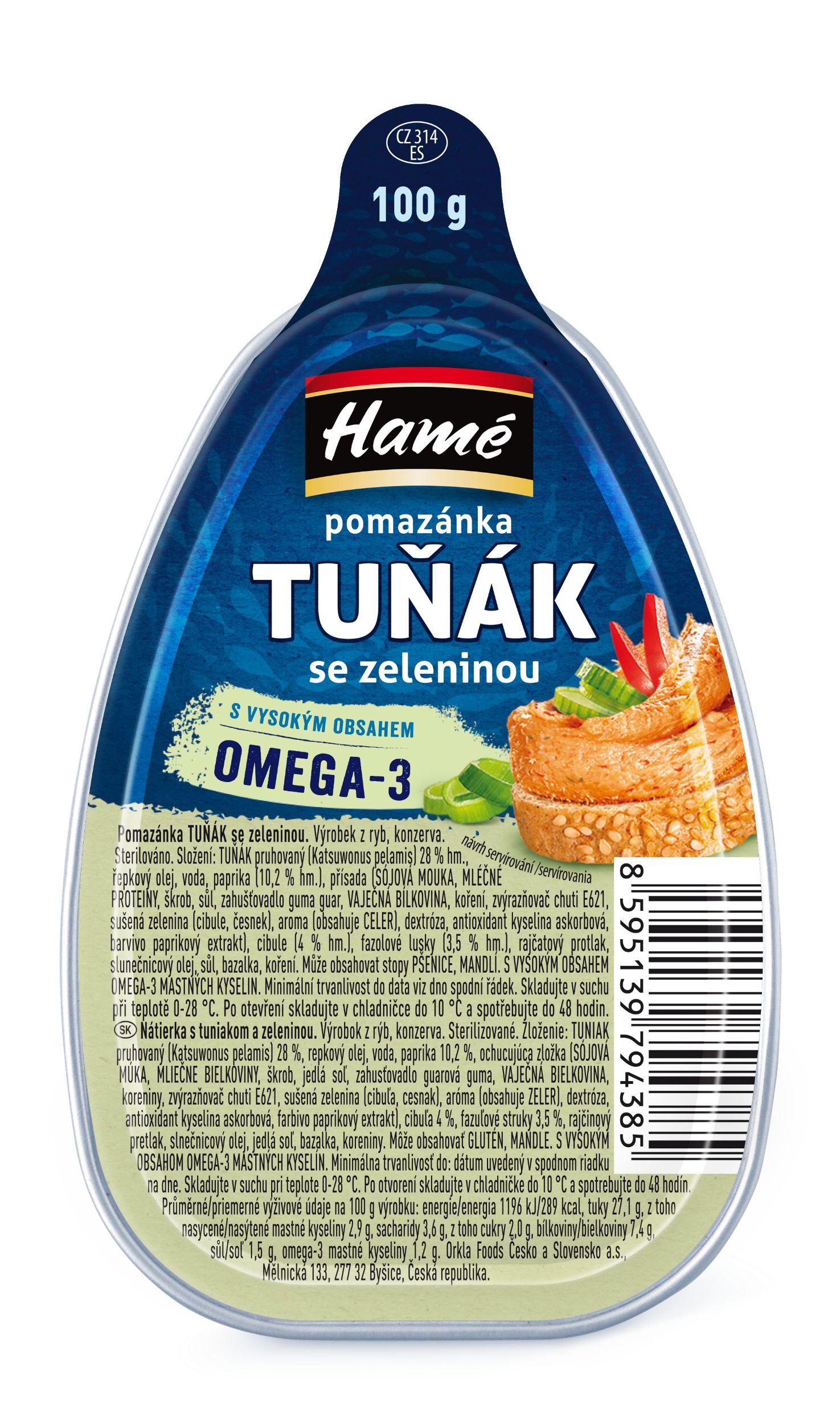 Hamé Pomazánka Tuňák se zeleninou 100g