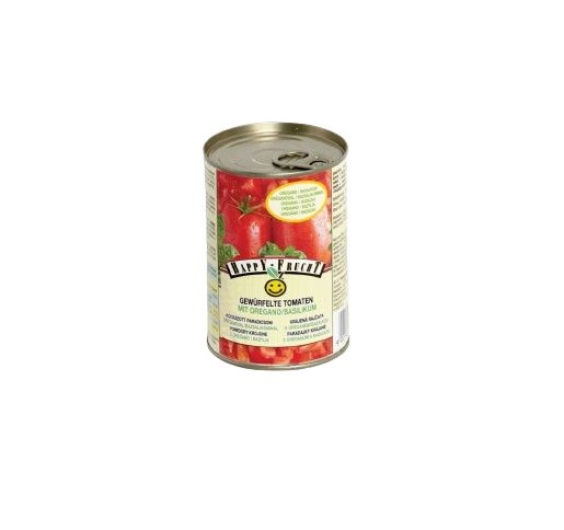 Happy Frucht Rajčata loupaná krájená oregáno a bazalka 400 g