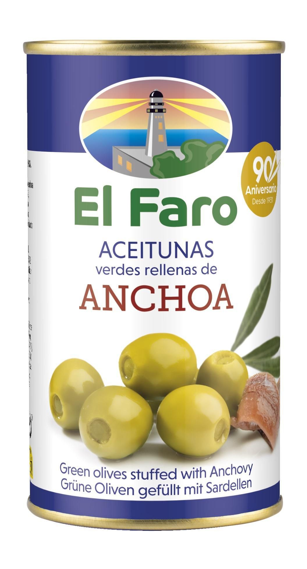 El Faro Zelené olivy plněné ančovičkou 350 g