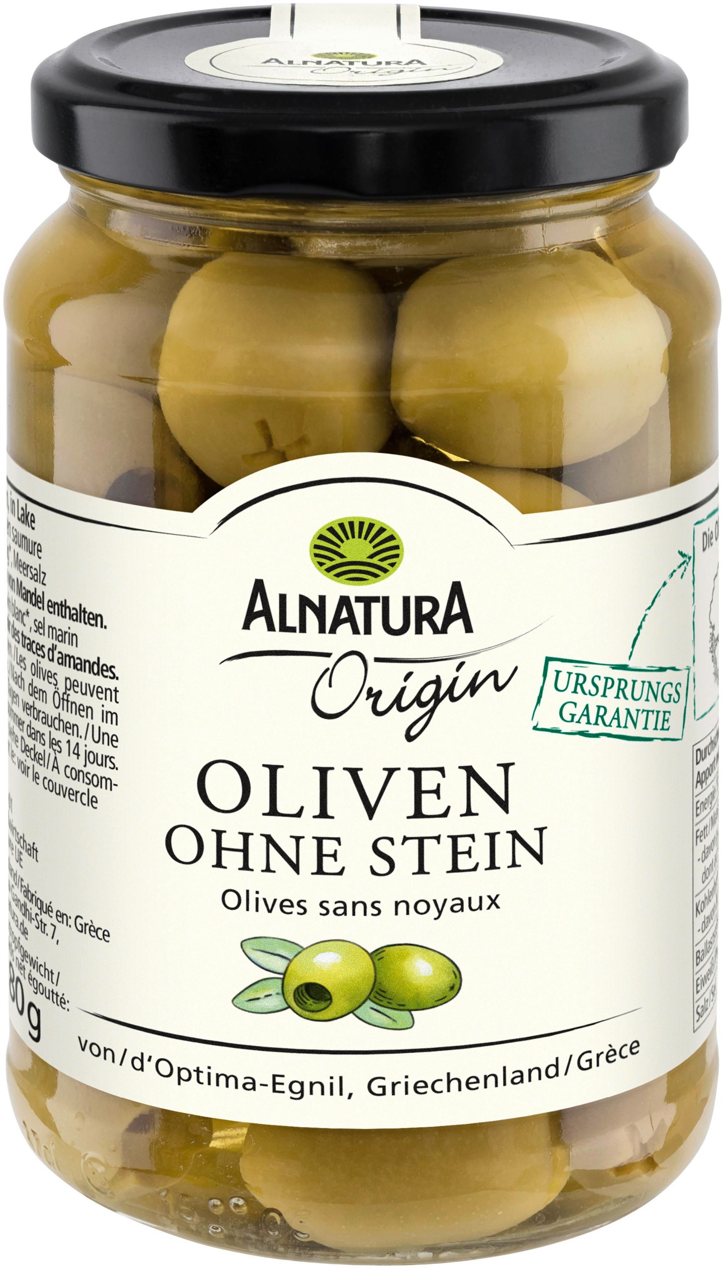 Alnatura Bio olivy zelené bez pecek 350g