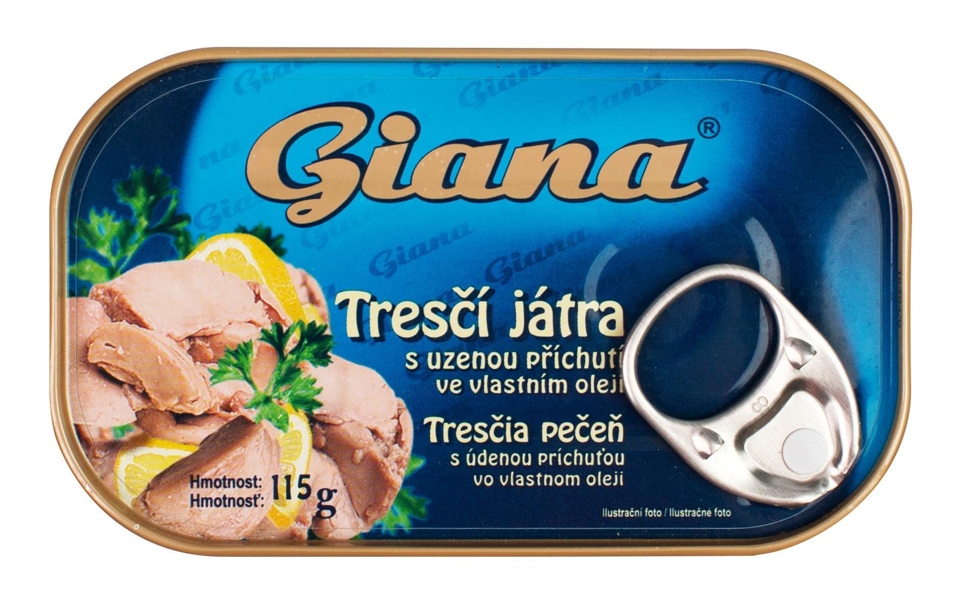 Giana Tresčí játra s uzenou příchutí ve vlastním oleji 115 g