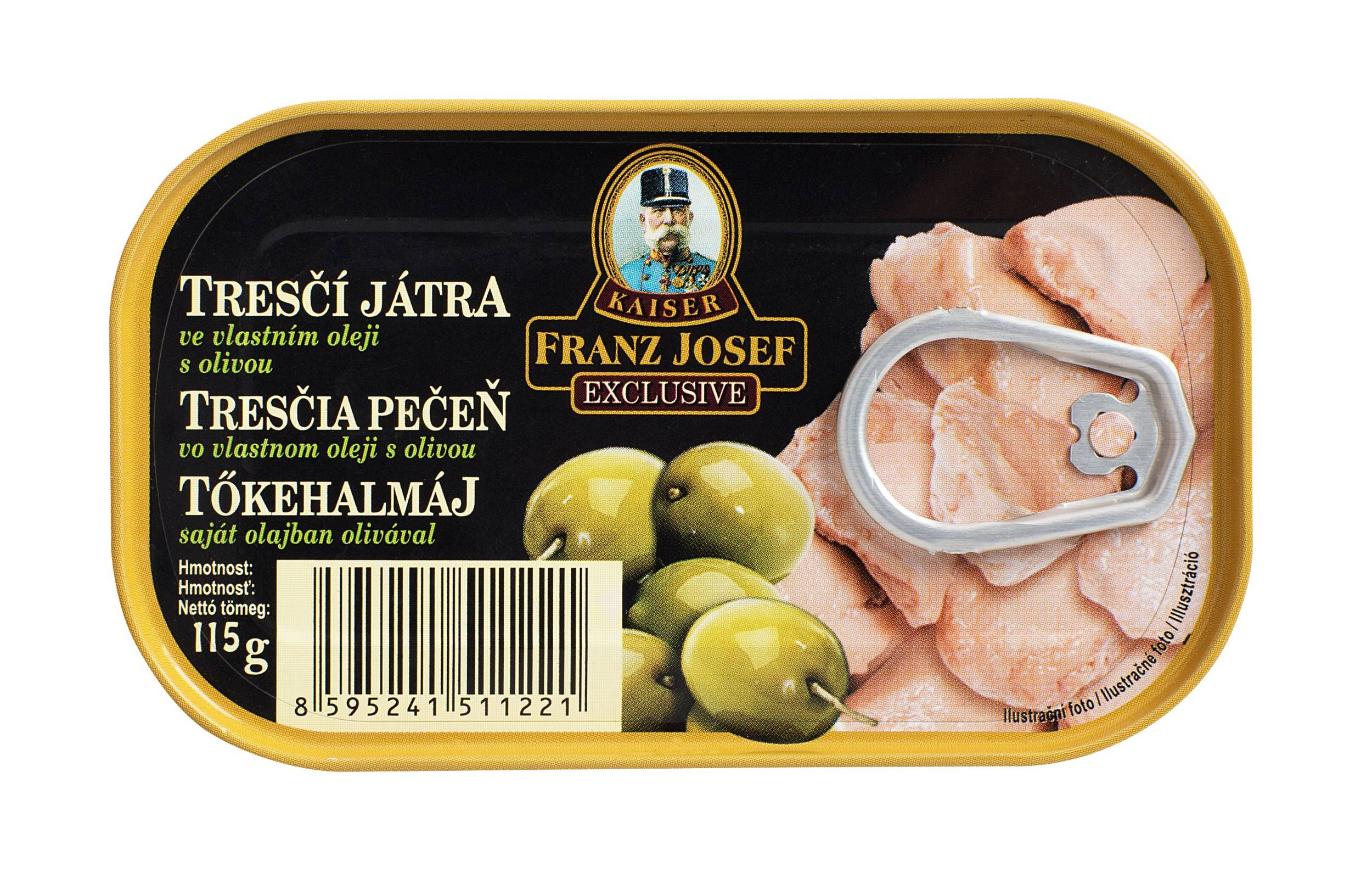 Franz Josef Kaiser Exclusive Tresčí játra ve vlastním oleji s olivou 115 g