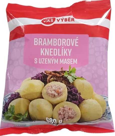Váš Výběr Bramborové knedlíky s uzeným masem mražené 680 g
