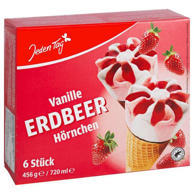 Jeden Tag Zmrzlinový kornout s příchutí jahody 6 x 120 ml