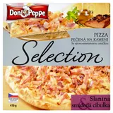 Don Peppe Selection Pizza slanina & smažená cibulka pečená na kameni mražená 410 g