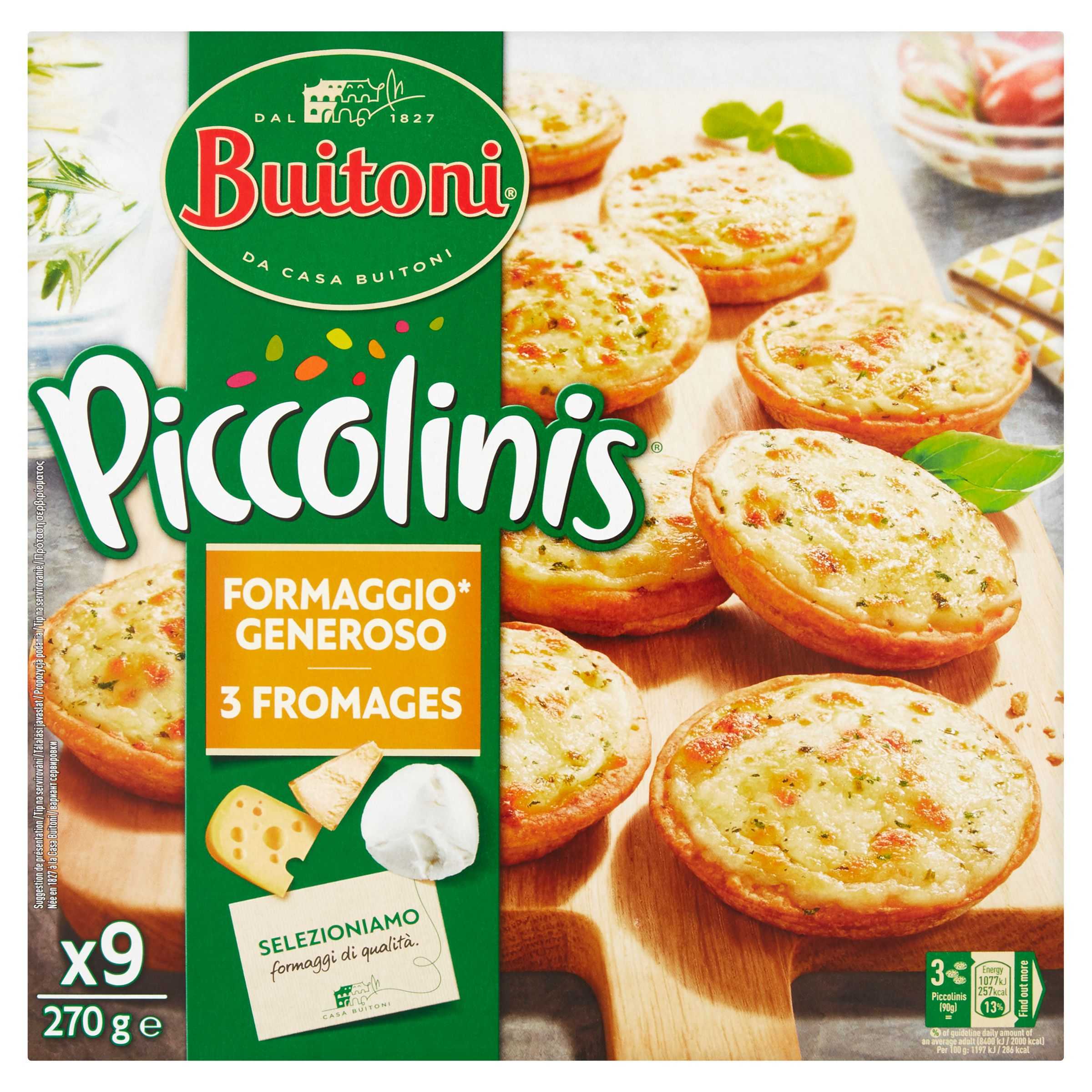 Buitoni Piccolinis 3 Formaggi pizza  mražená 30 g