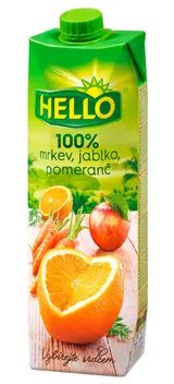 Hello 100% džus Mrkev, jablko, pomeranč 1 l
