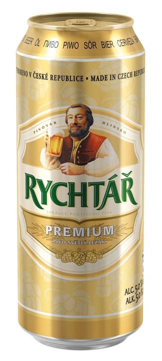 Rychtář Grunt světlý ležák pivo plech 0,5 l