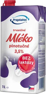 Pragolaktos Trvanlivé mléko 3,5% bez laktózy 1l