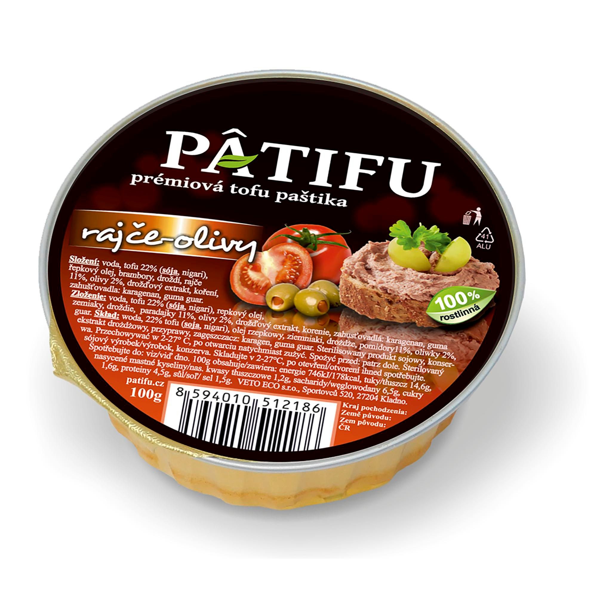Veto eco Paštika Patifu rajče a olivy 100 g