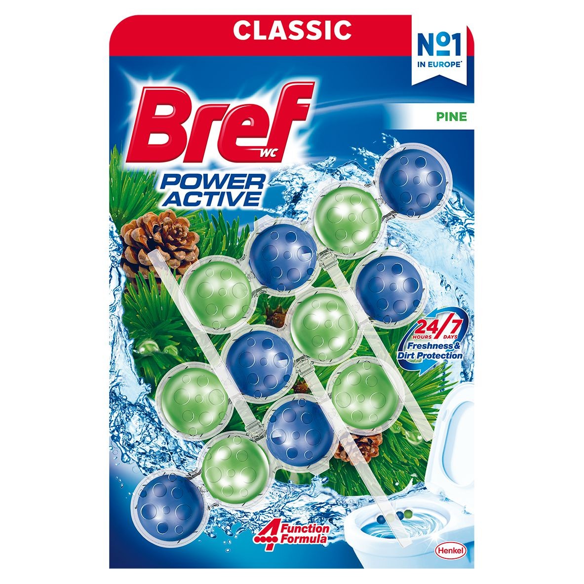 Bref Power activ fragrance boost pine tuhý WC blok 3x50 g