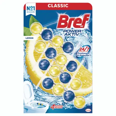 Bref Power Aktiv Lemon tuhý WC blok 4 x 50g