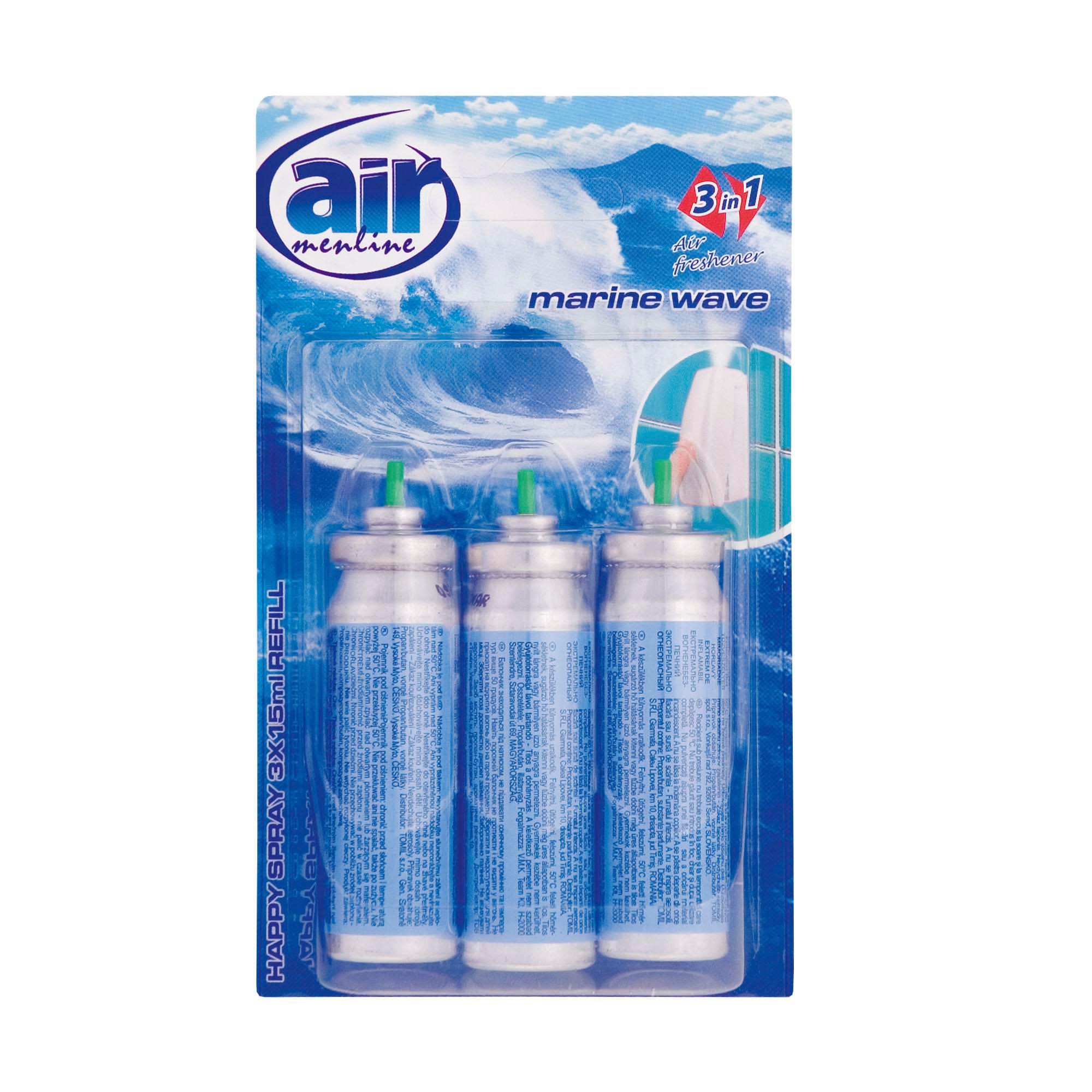 Air Menline Happy Spray Marine Wawe náhradní náplň do osvěžovače 3x15 ml
