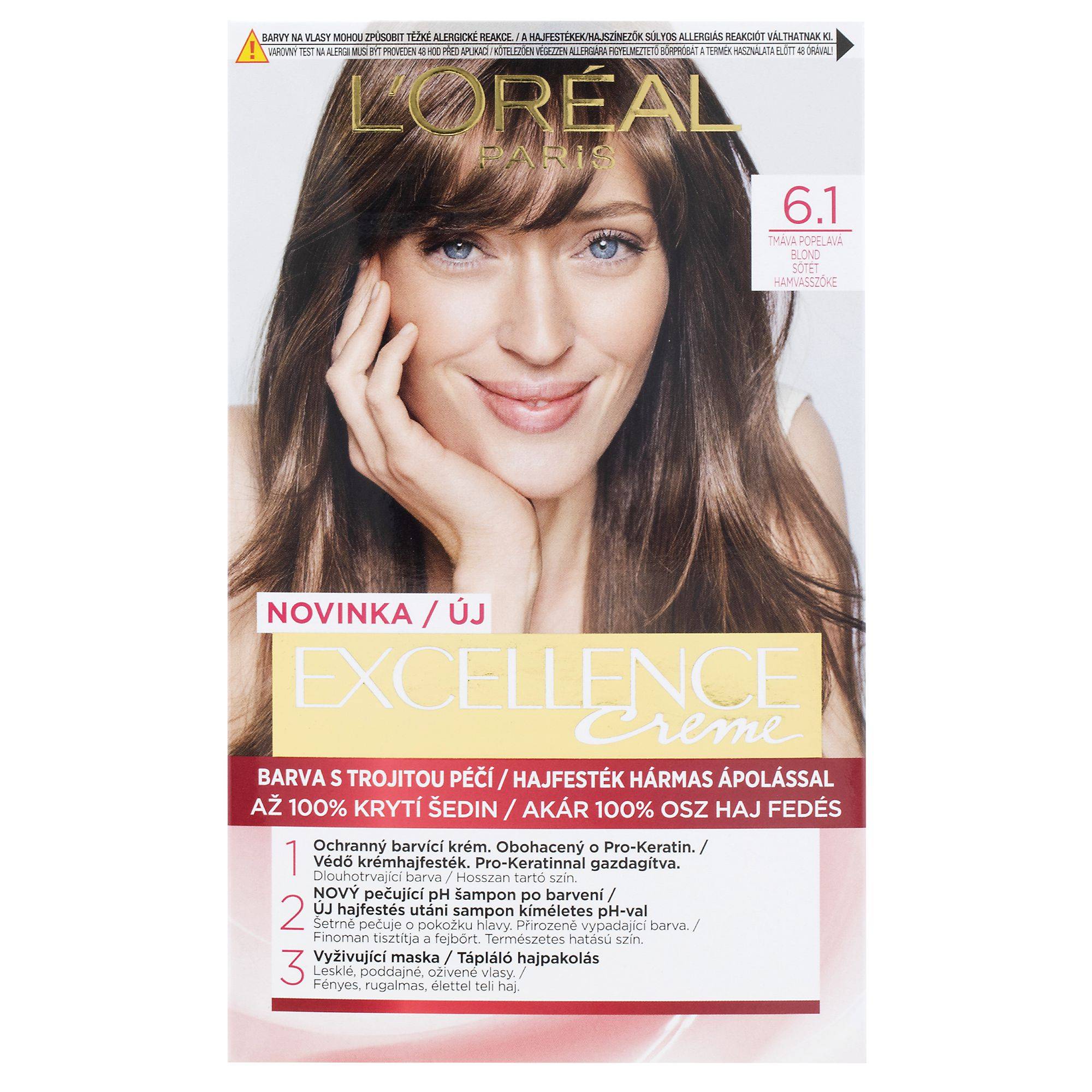 L'Oréal Paris Excellence Créme permanentní barva na vlasy 6.1 tmavá popelavá blond