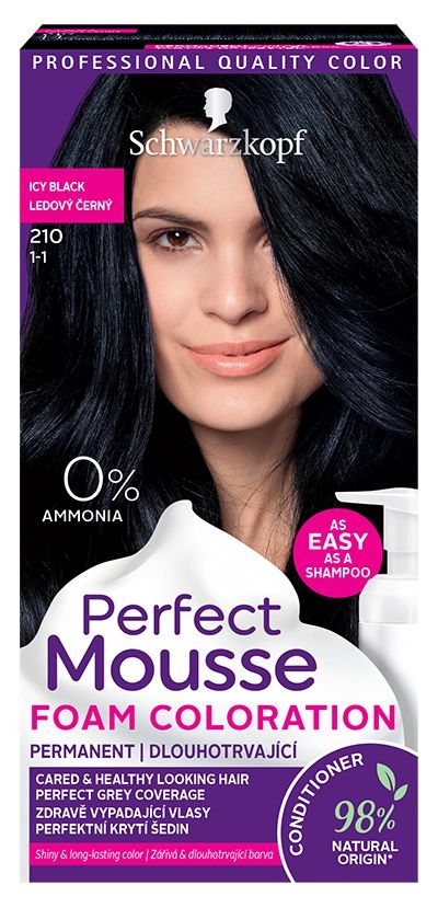 Schwarzkopf Perfect Mousse barva na vlasy ledový černý 210 35 ml