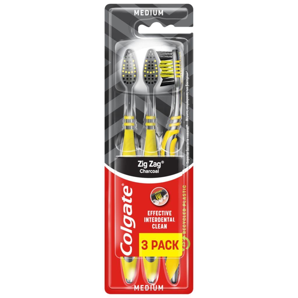 Colgate Zubní kartaček Zig Zag Charcoal 3ks