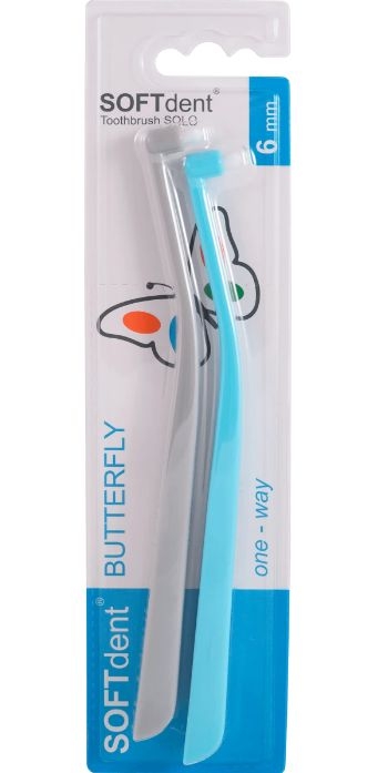 SOFTdent Butterfly solo jednosvazkový zubní kartáček 2 ks