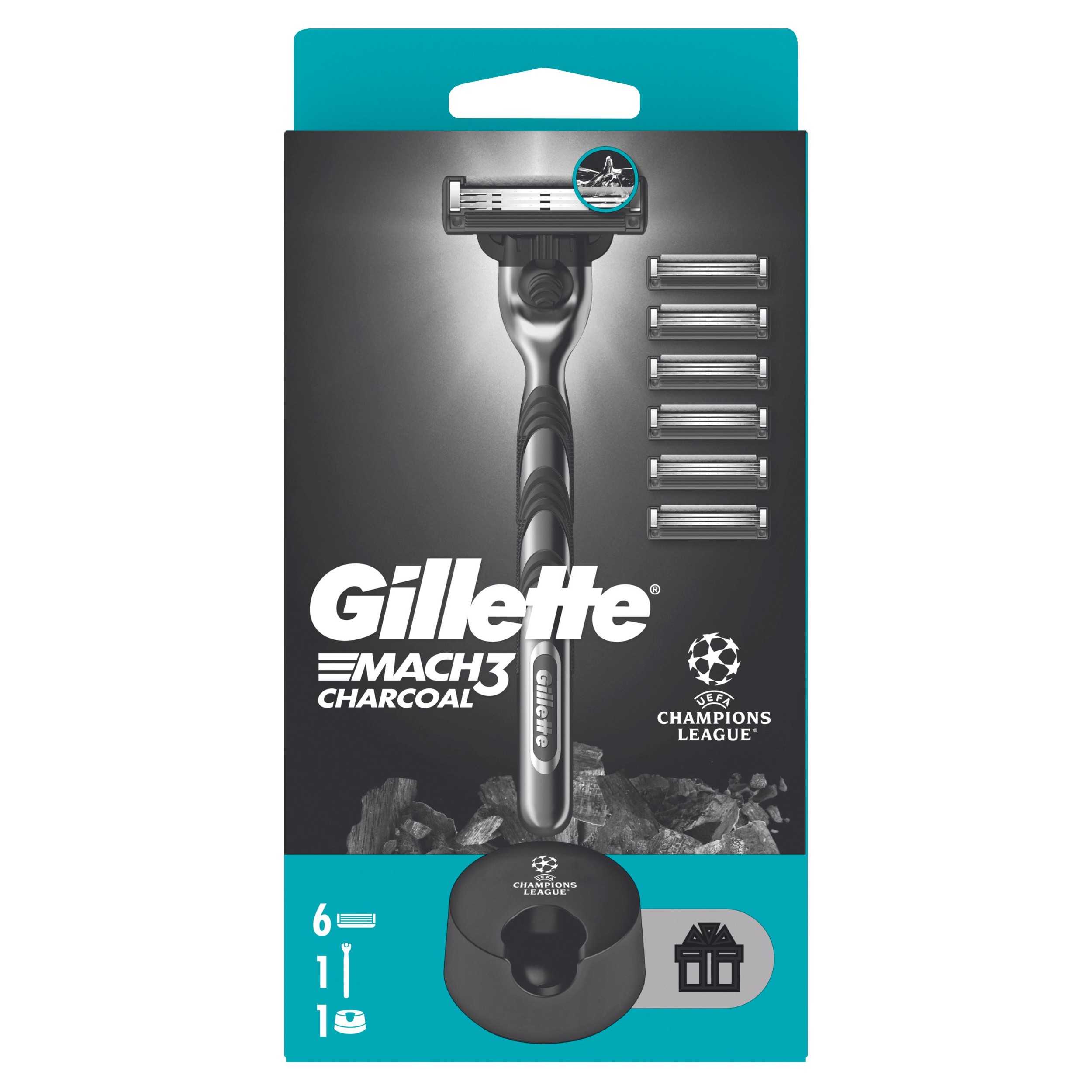 Gillette Mach3 Charcoal strojek + 6 hlavic