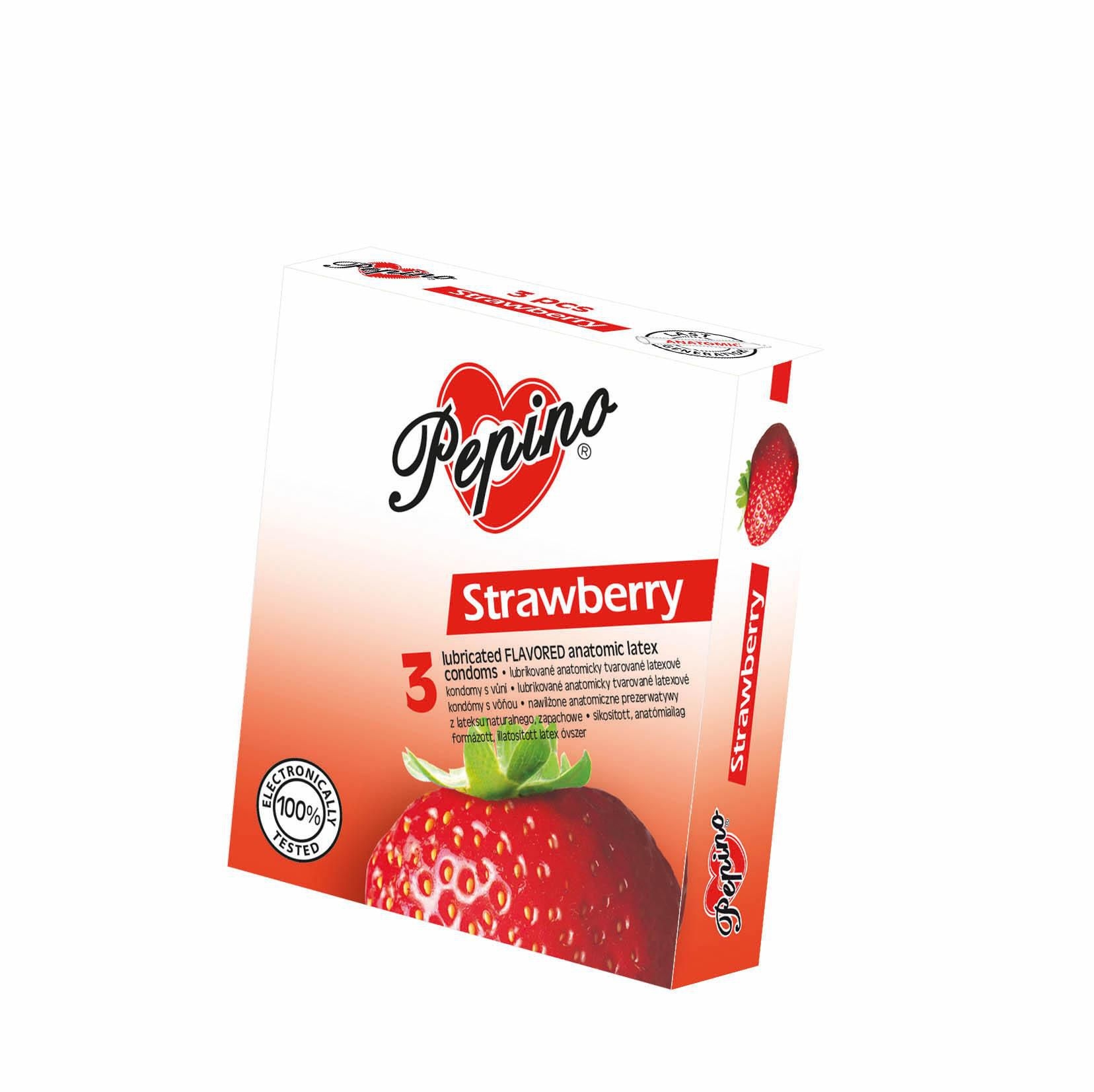 Pepino Strawberry kondomy z přírodního latexu anatomicky tvarované 3 ks