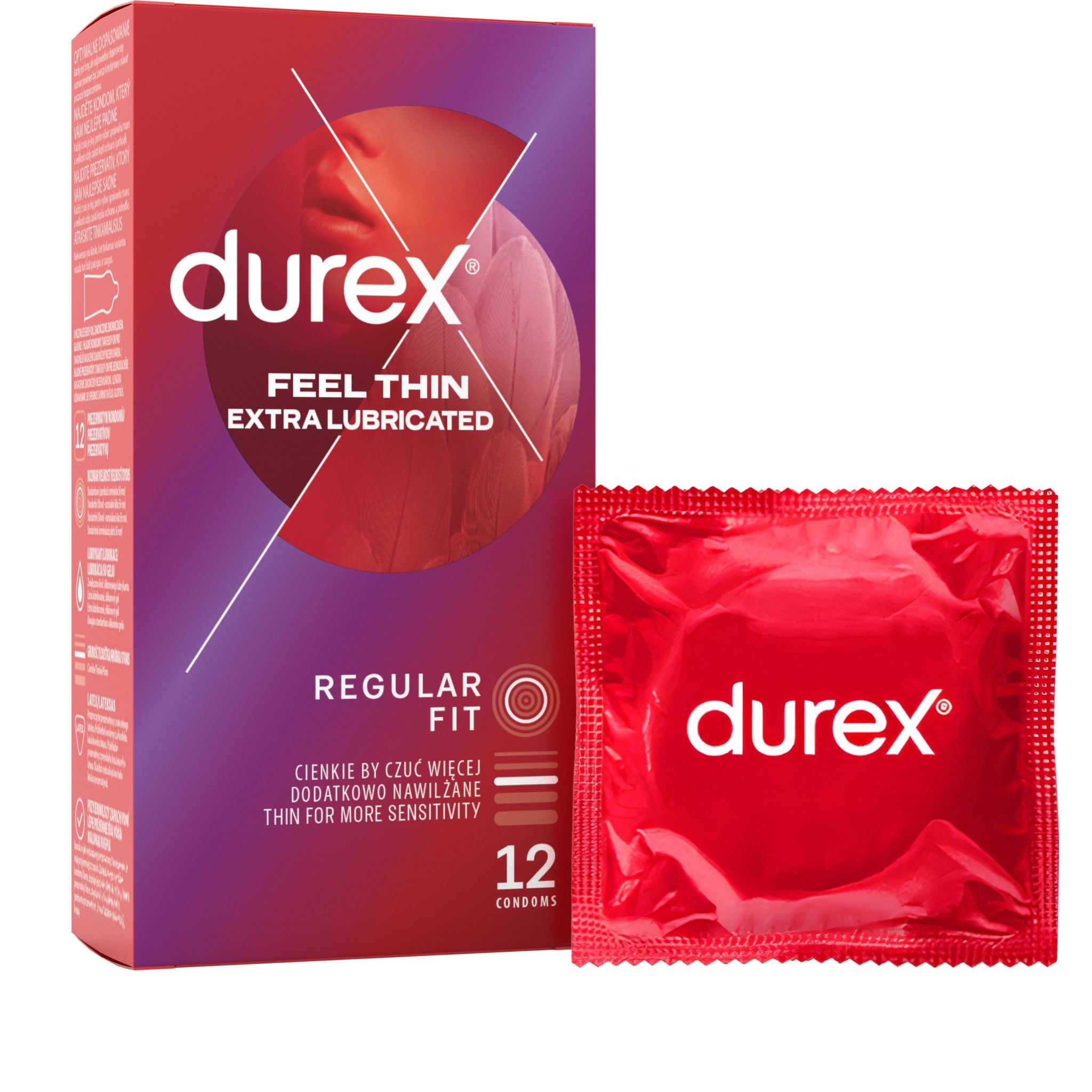 Durex Feel intimate tenké kondomy s extra lubrikací pro hladší pocit 12 ks