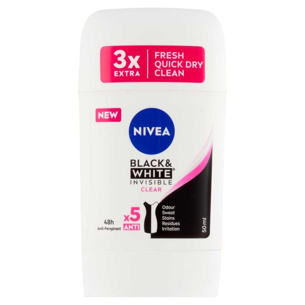 Nivea Tuhý Antiperspirant B&W Invisible Clear 50 ml