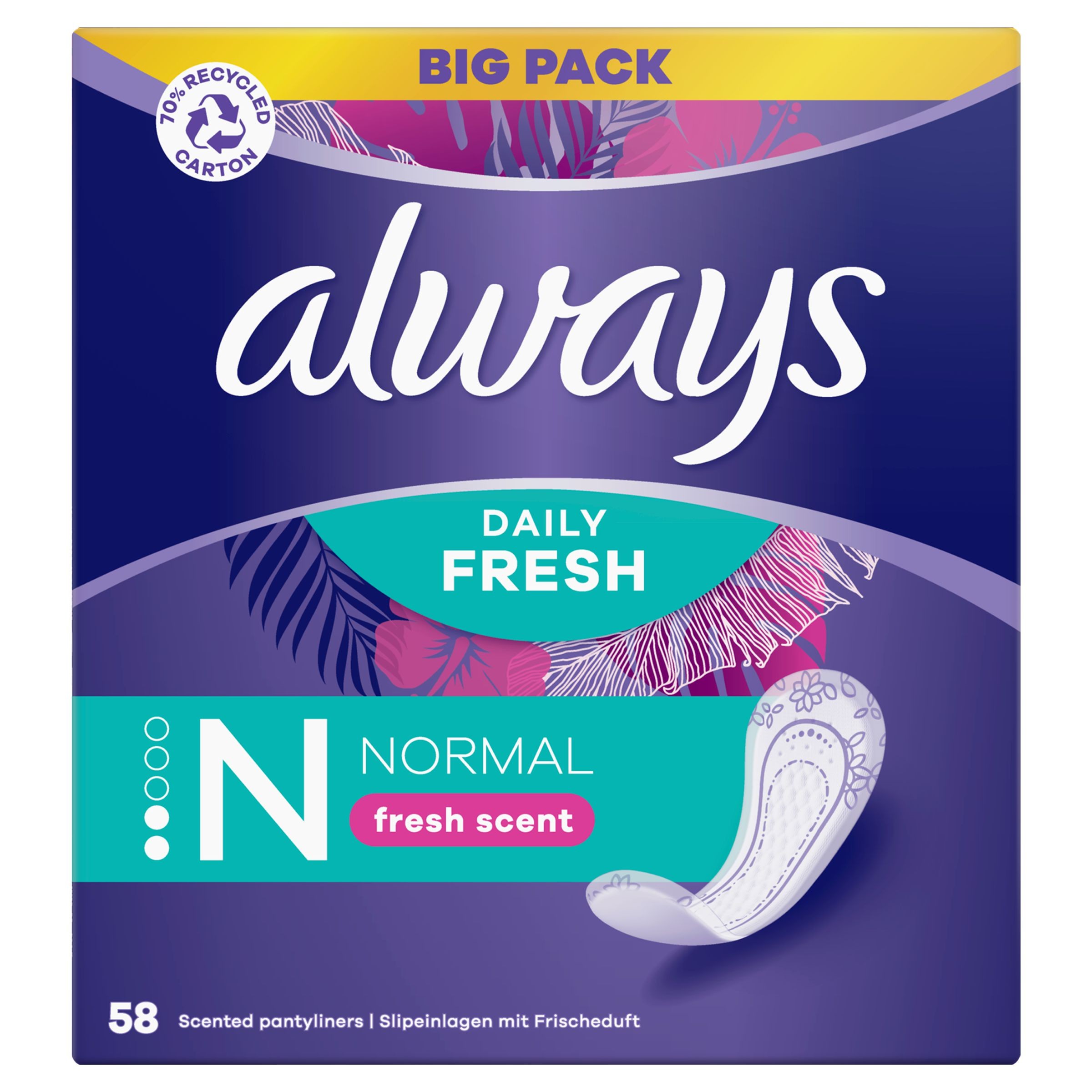 Always Daily Fresh Normal se svěží vůní 58 ks