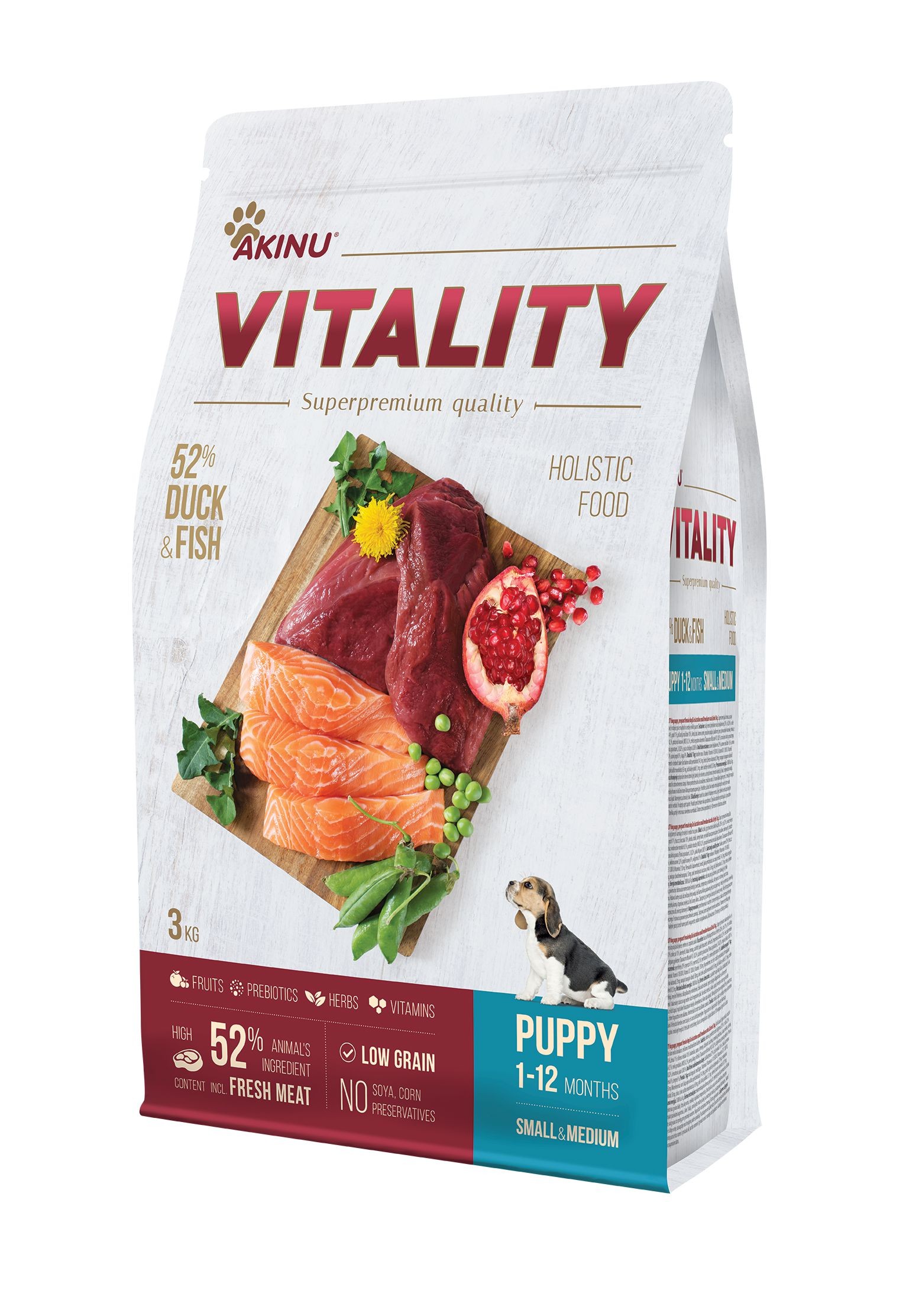 Akinu VITALITY Dog puppy small/medium duck & fish 3kg