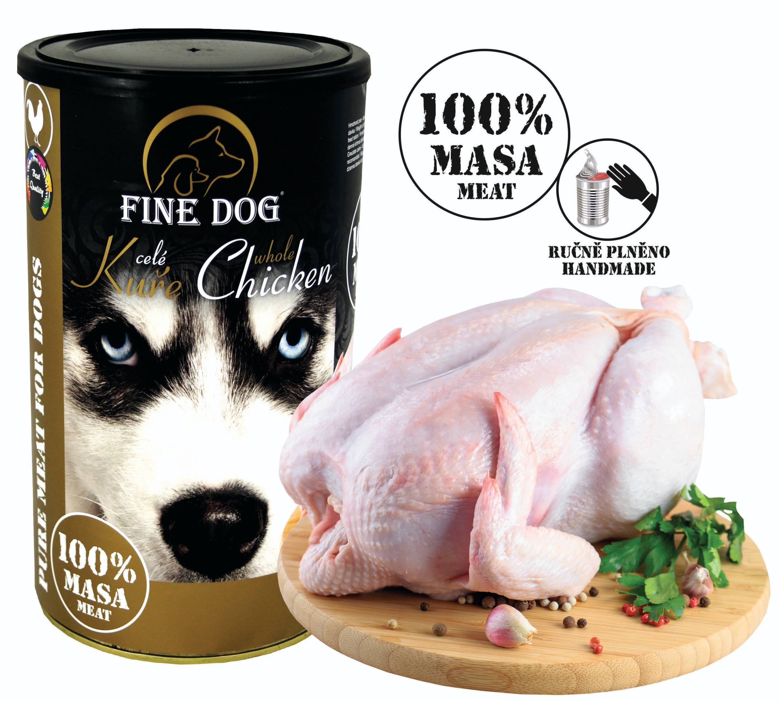 Fine Dog konzerva extra celé kuře 100% masa 1200 g