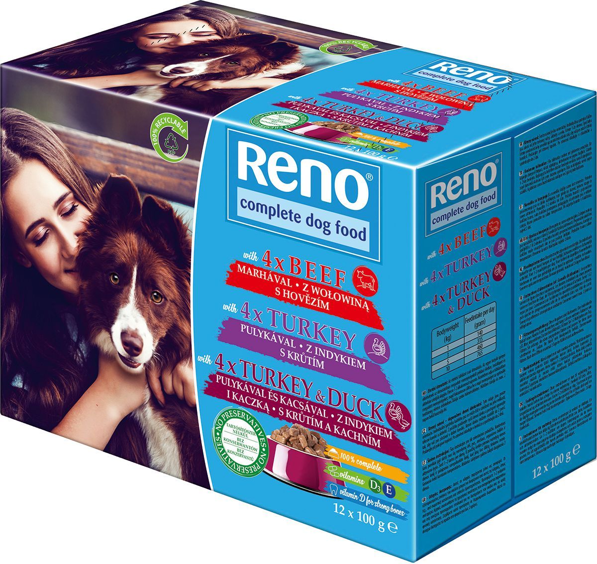 Reno Kompletní krmivo pro dospělé psy 12x100 g