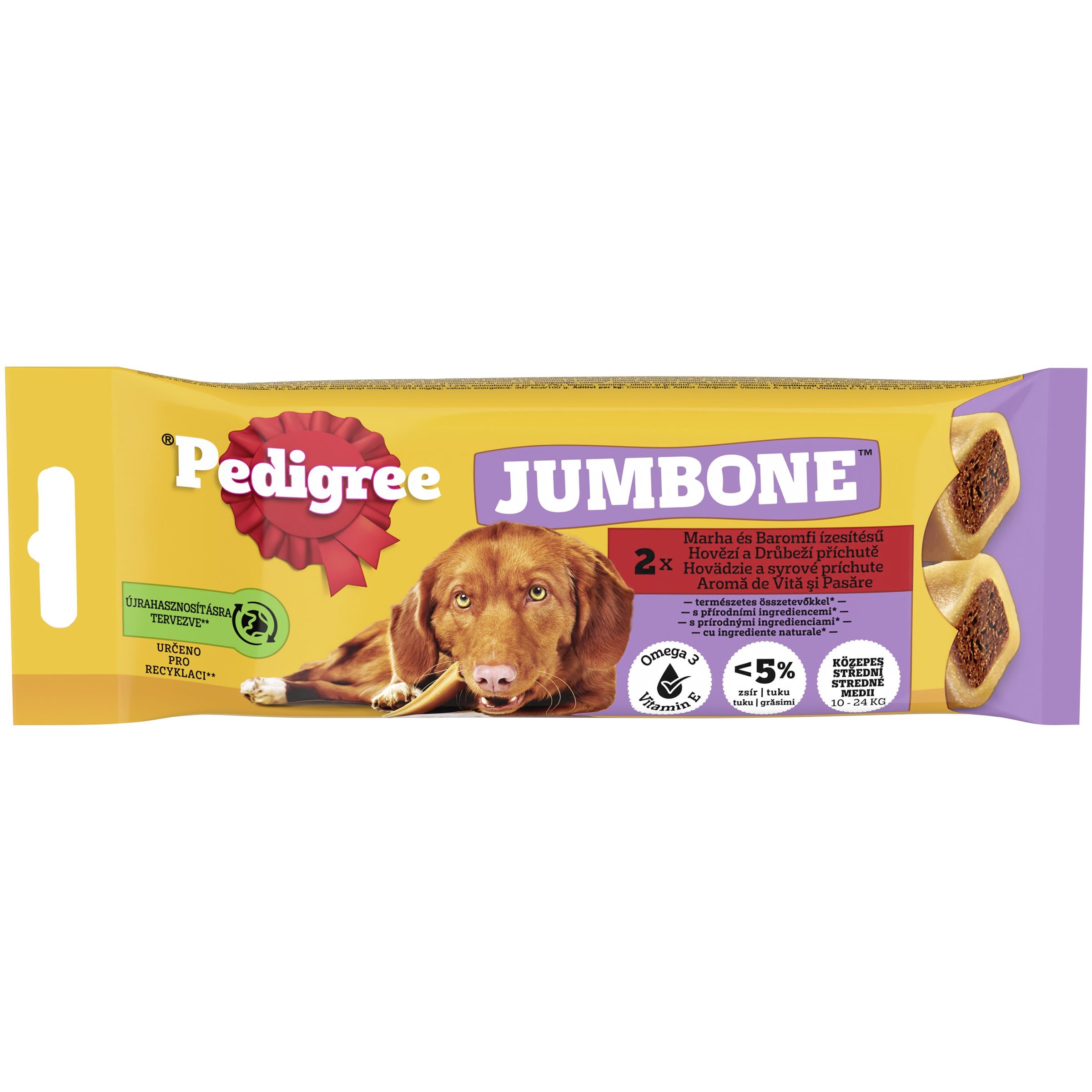 Pedigree Jumbone Příchuť s hovězím a drůbežím 2 ks 180 g