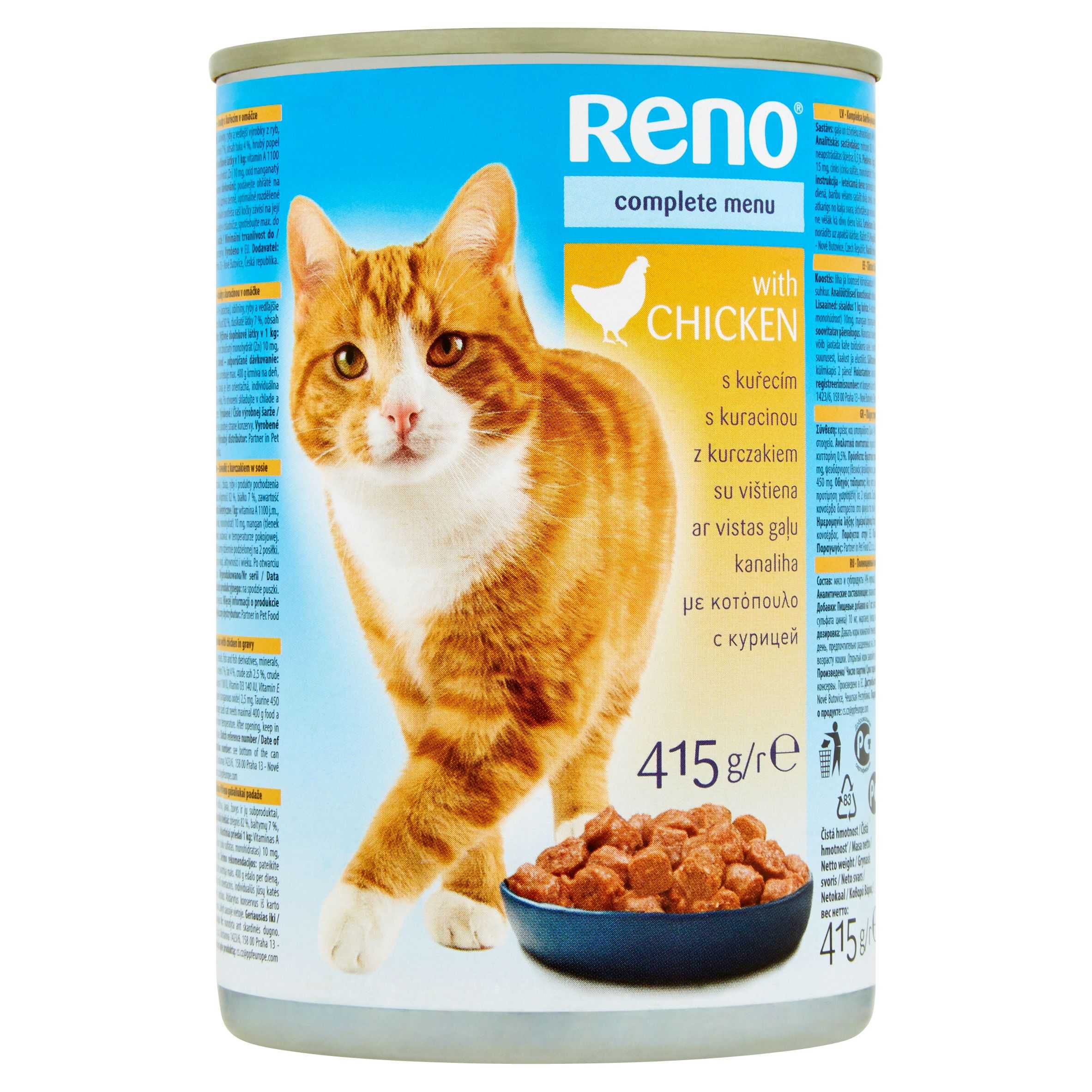 Reno Kompletní krmivo pro dospělé kočky s kuřecím 415 g