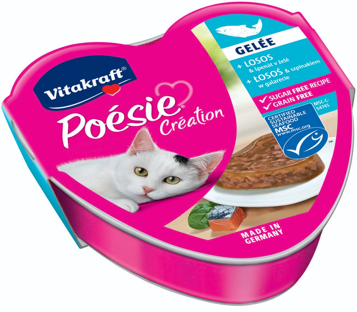 Vitakraft Poésie Gelée + losos & špenát v želé 85g