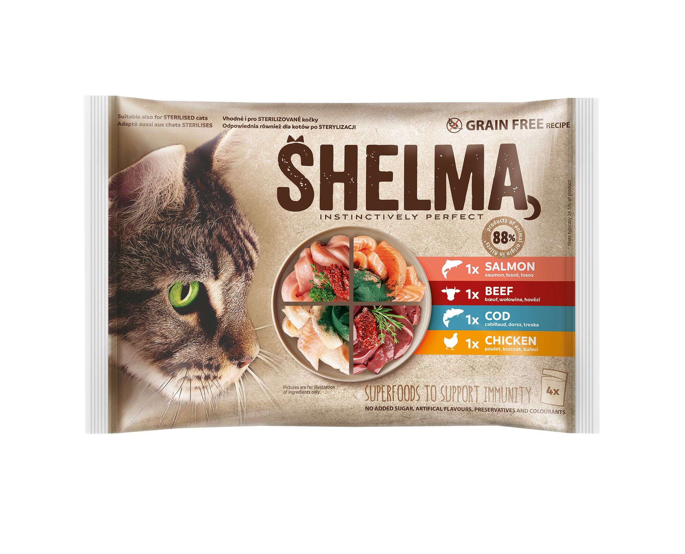 Shelma kapsa pro kočky maso, ryba 12x85 g