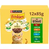 Purina Friskies Multibalení s hovězím, s kuřetem, s tuňákem a s treskou ve šťávě 12 x 85g