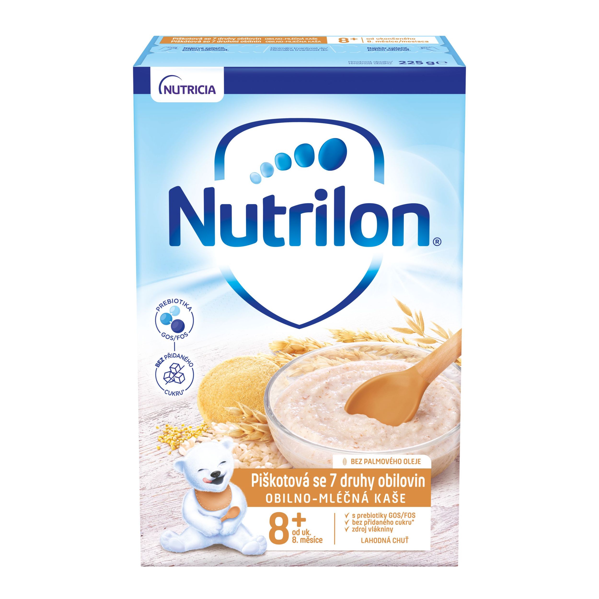 Nutrilon Pronutra Obilno-mléčná kaše piškotová se 7 druhy obilovin od uk. 8. měsíce 225 g