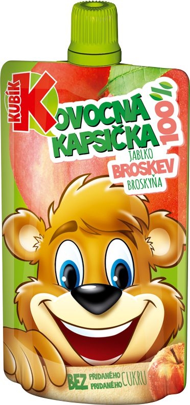 Kubík 100% ovocná kapsička jablko-broskev 100 g