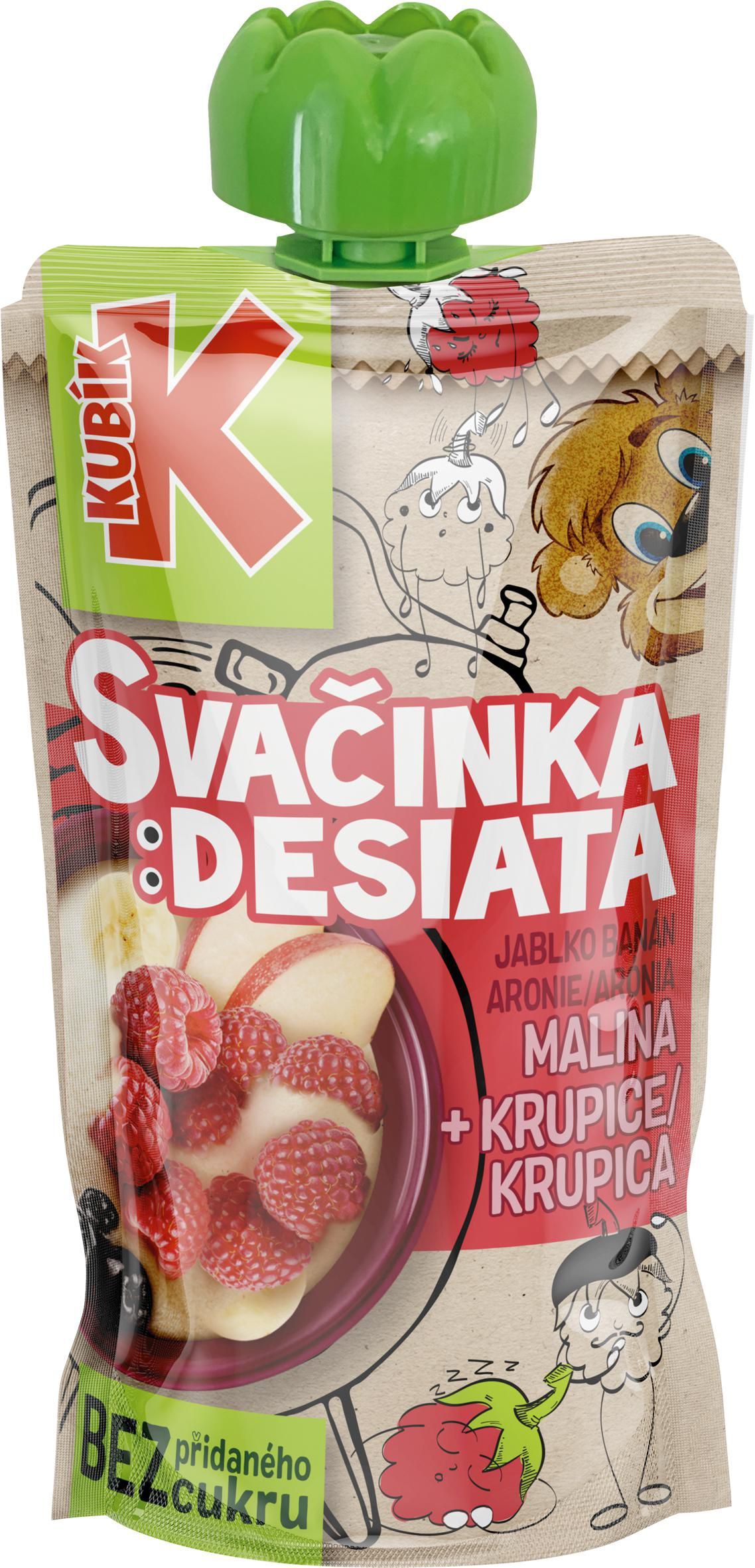 Kubík Svačinka Malina, jablko, banán, aronie + krupice 100g