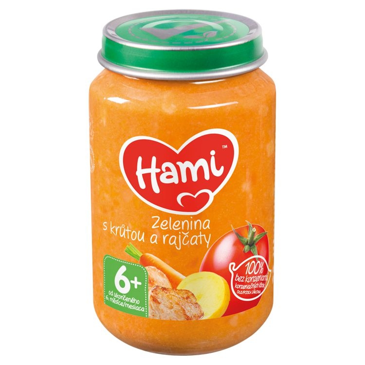 Hami Masozeleninový příkrm Zelenina s krůtou a rajčaty od uk. 6. měsíce 200 g