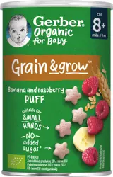 Gerber Organic křupky s malinami a banánem 35g