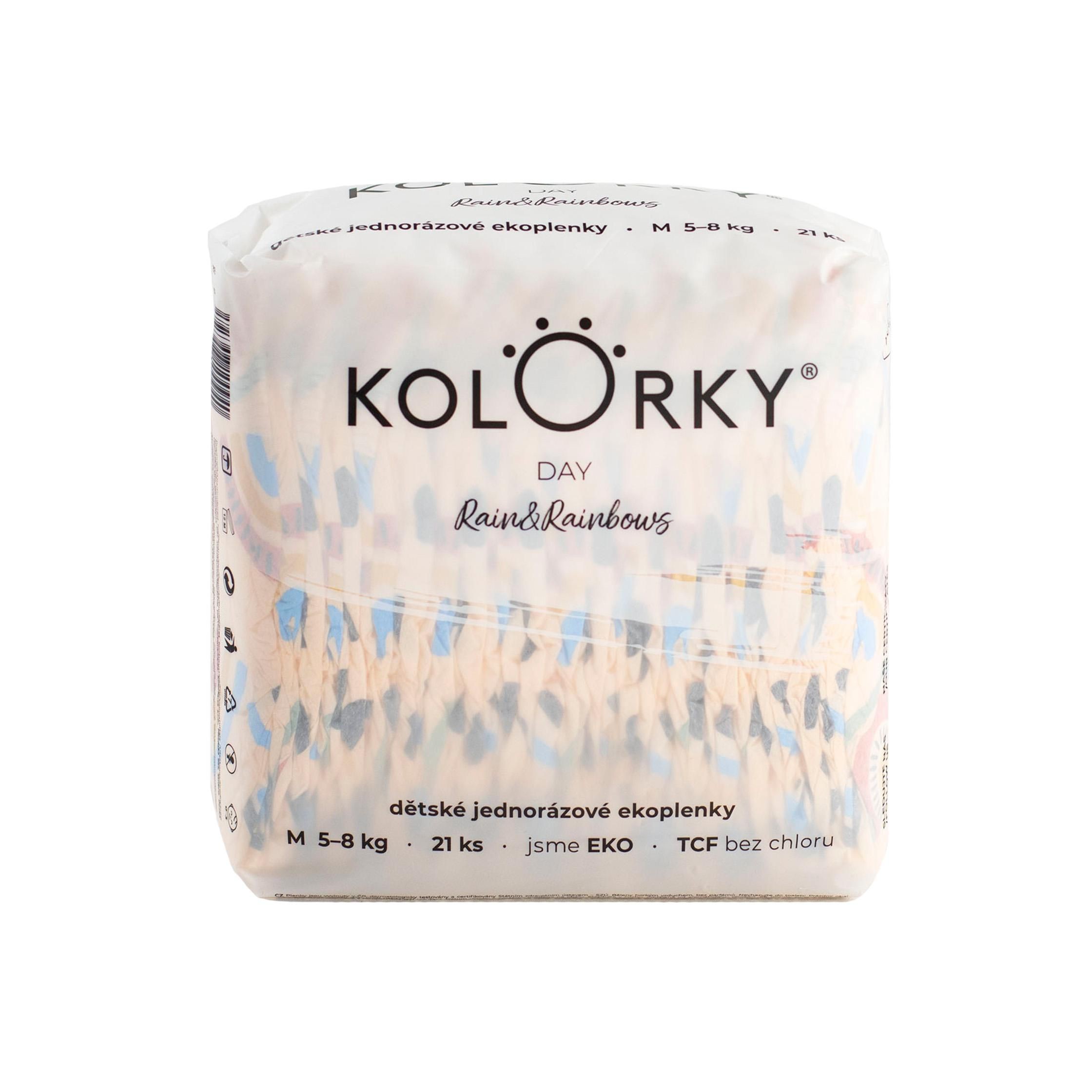KOLORKY Day déšť a duhy vel. M (5-8 kg) jednorázové eko plenky 21 ks