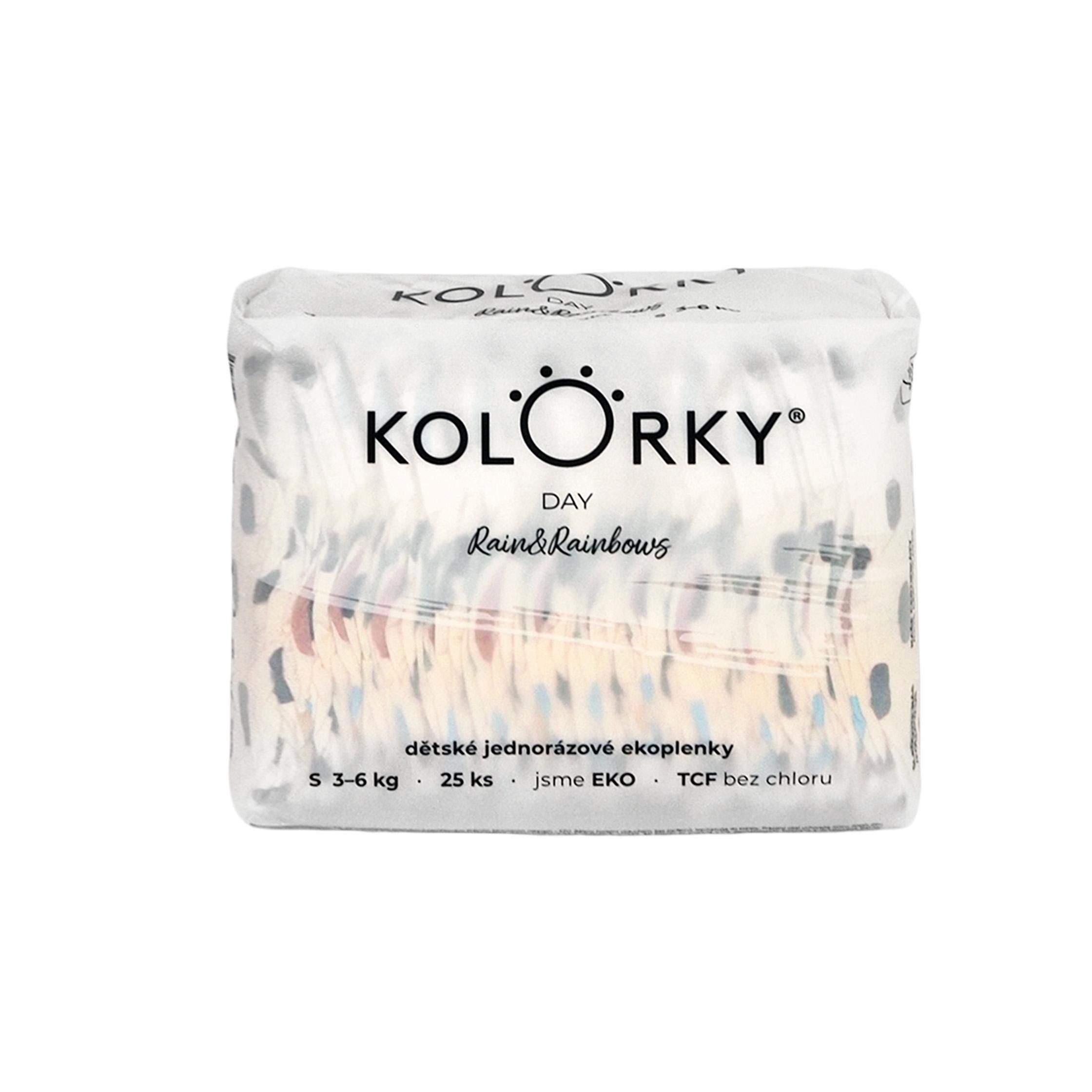 KOLORKY Day déšť a duhy vel. S (3-6 kg) jednorázové eko plenky 25 ks